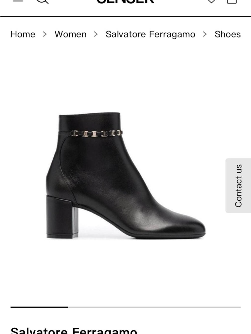 Salvatore Ferragamo D U P E Black Leather Ankle Boots with Chain Trim